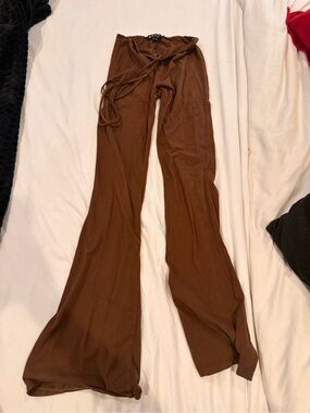 Motel Rocks Brown Flared Drawstring Pants